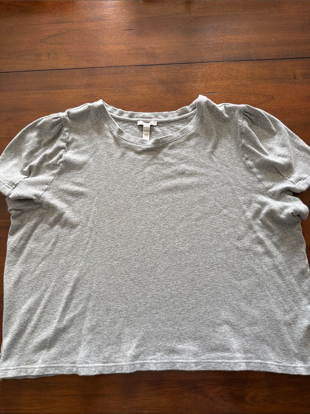 Light Gray Short Sleeve Puff Shoulder Tee - Women XXL